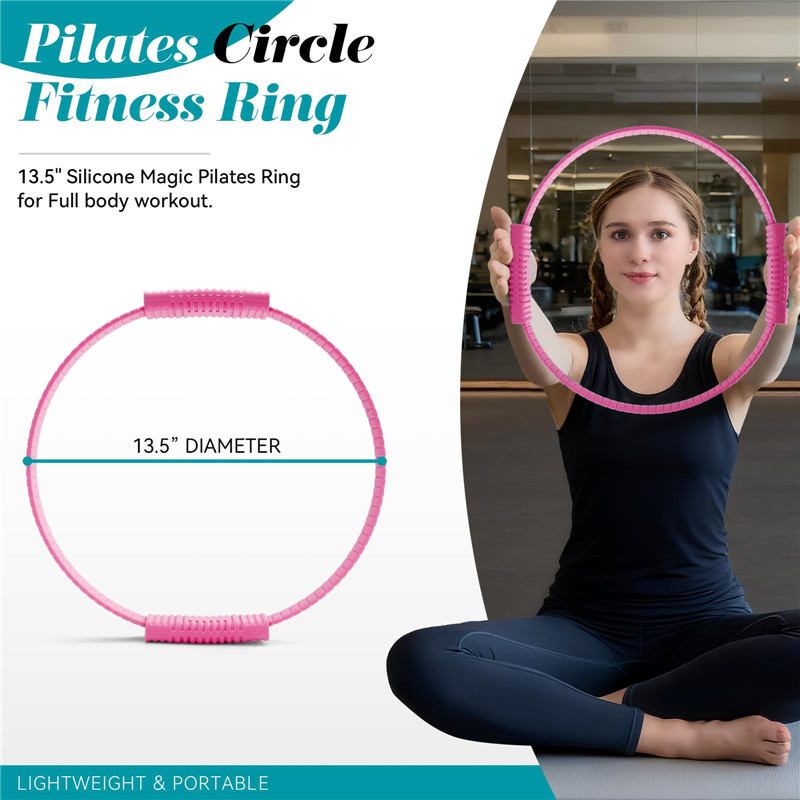 Pilates Yoga Circle - 친환경 이중 손잡이 실리콘 요가 링